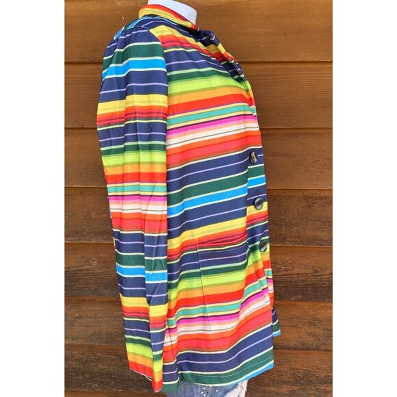 Miss Look Colorful Striped Lightweight Spring Rainbow Blazer Size 2XL - Picture 9 of 11